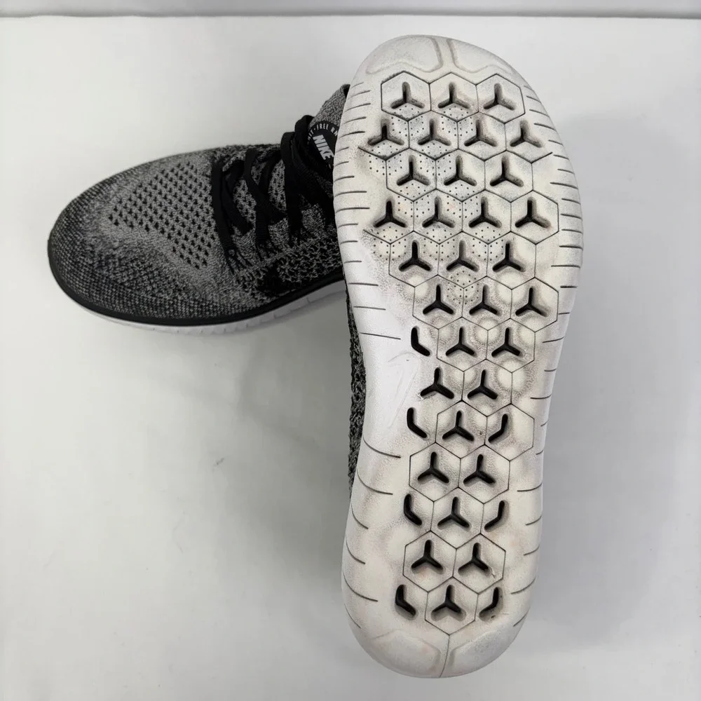 Nike Free RN Flyknit 2018 Womens Running‎ Shoes Black White Oreo Size 8.5